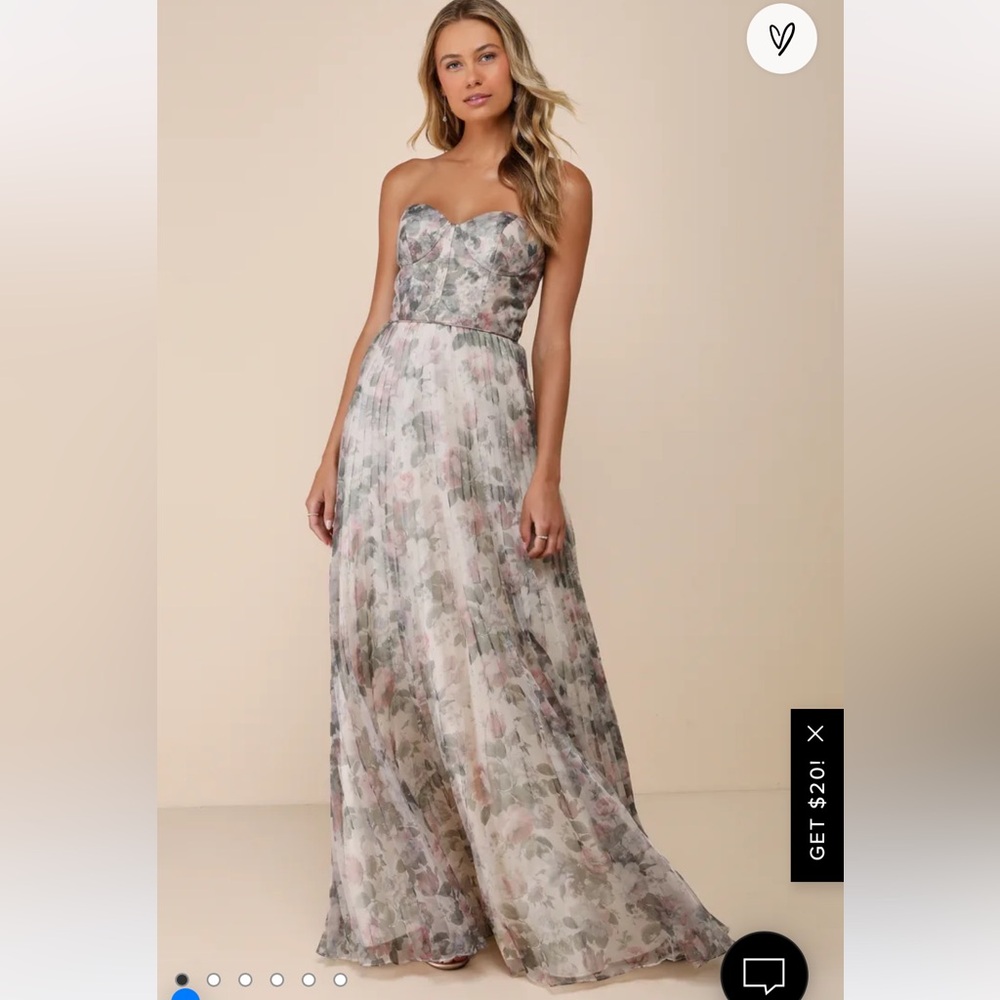 NWT! Most Beautiful Day Ivory Multi Floral Print Organza Maxi Dress form Lulus